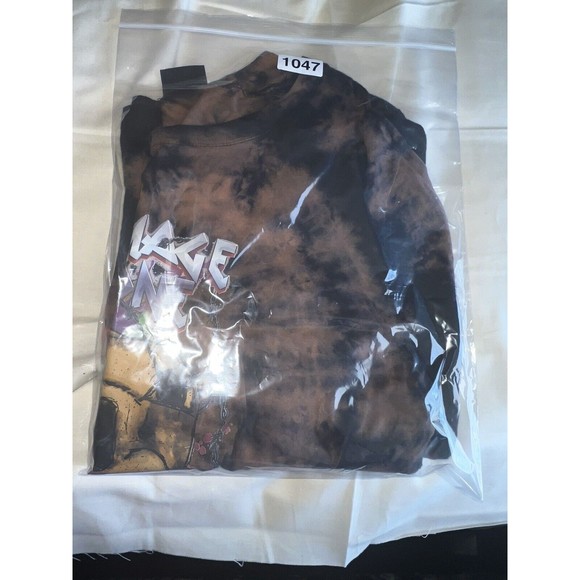 Empyre Back and Brown Tie Dye Long Sleeve Shirt Damage Done Skull Size L - Picture 8 of 8